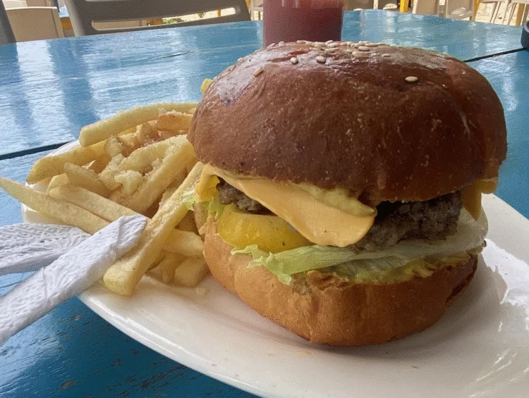 The burger in Camotes Hostel Resort